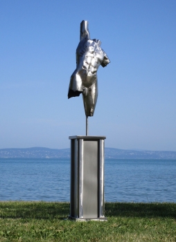 Torso on stainless steel column